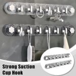 Transparent Vacuum Suction Hook Rack – 5-Hook No-Drill Organizer for Bathroom & Kitchen