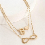 ⁦Women's Infinity Love Letter 'B' Charm Anklet – Double Layer Minimalist Bracelet⁩ - الصورة ⁦2⁩