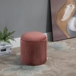 ⁦Rose Gold Round Storage Ottoman with Reversible Table Top⁩ - الصورة ⁦7⁩