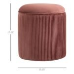 ⁦Rose Gold Round Storage Ottoman with Reversible Table Top⁩ - الصورة ⁦6⁩