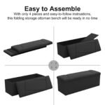 ZETDIY 43-Inch Faux Linen Folding Storage Ottoman Bench - Black - Image 6